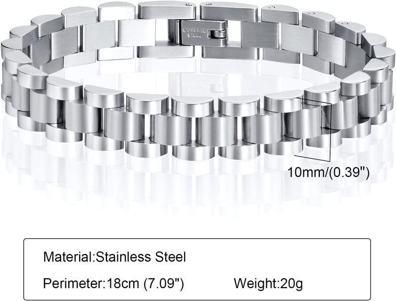 MPRAINBOW 2pcs 18K Gold Plated Chain Link Bracelet, Stainless Steel Crystal Friendship Bracelets Bangle,Watch Band Chains Wristband Jewelry with Adjust Tool - Image 3